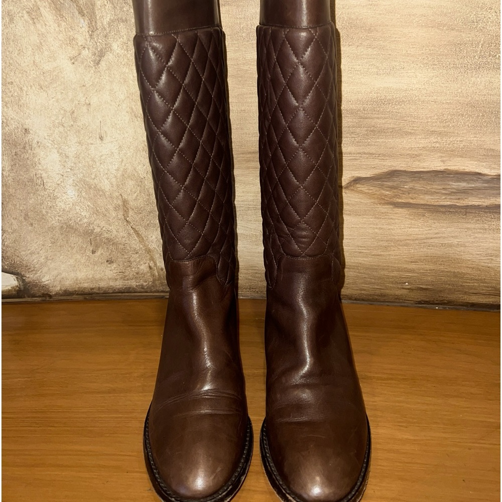 Michael Kors Brown Mina Quilted Leather boots